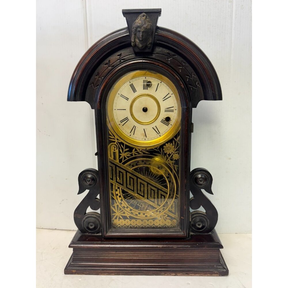 Antique E. Ingraham Co. Bristol Conn. USA Gingerbread Mantle Clock
